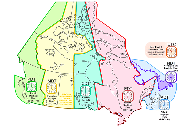 Toronto Canada Time Zone Map